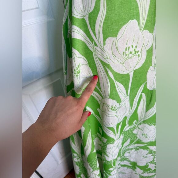 Vintage 1970s Floral Maxi Dress Ruffle Collar Off Shoulder Dress - Picture 11 of 15